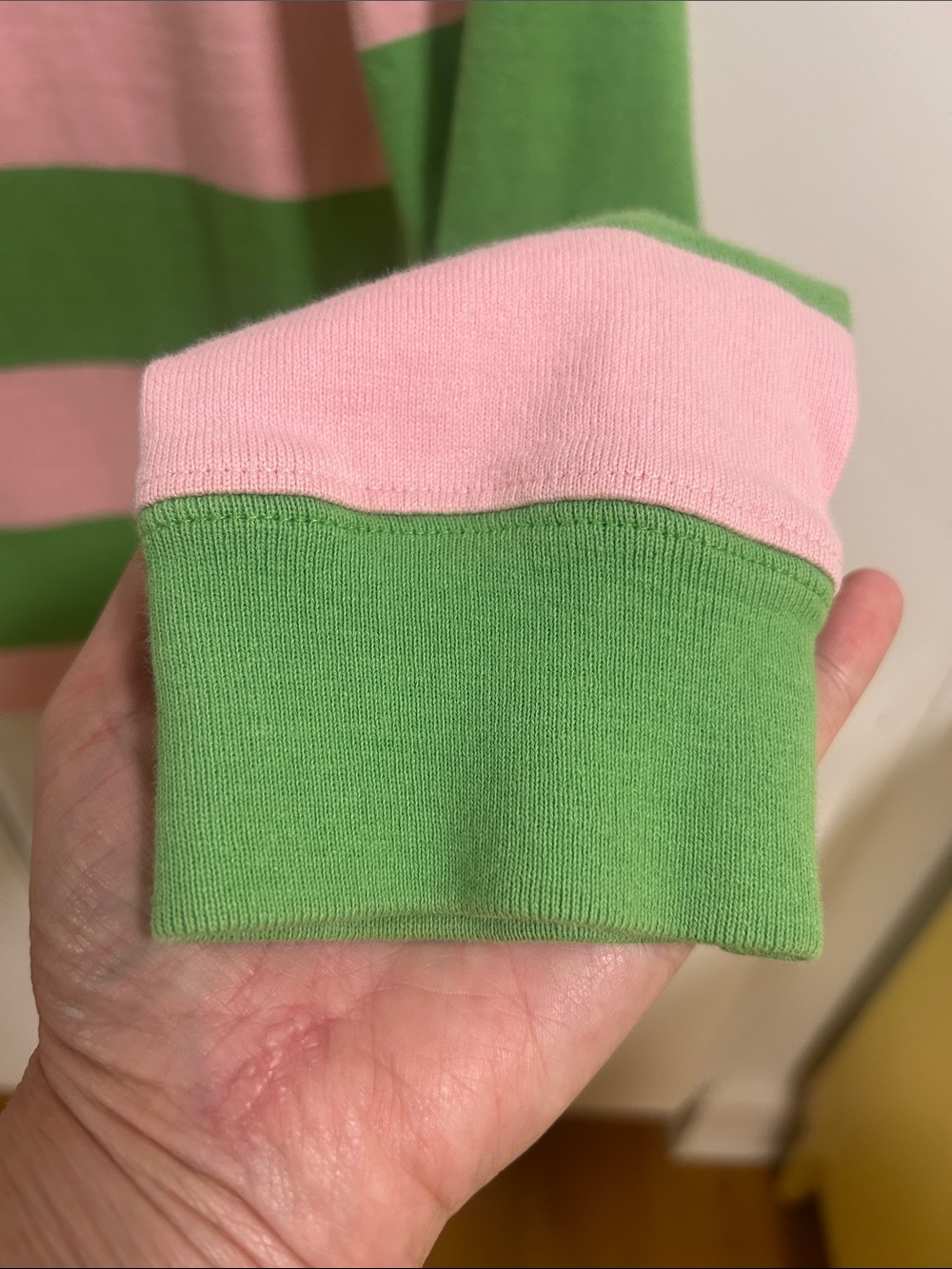 Vintage Preppy Polo by Ralph Lauren Pink and Green Striped Rugby Polo Y2K - Picture 5 of 6